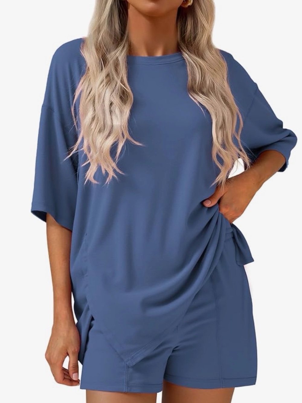 Two matching lounge sets- blue and gray